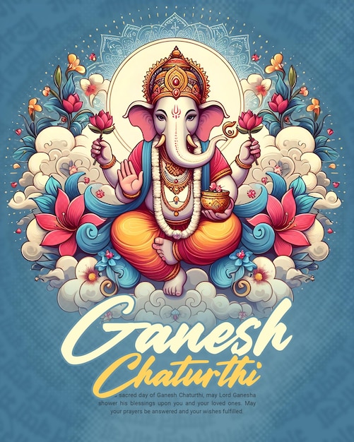 PSD happy ganesh chaturthi indian god festival celebration social media post banner template