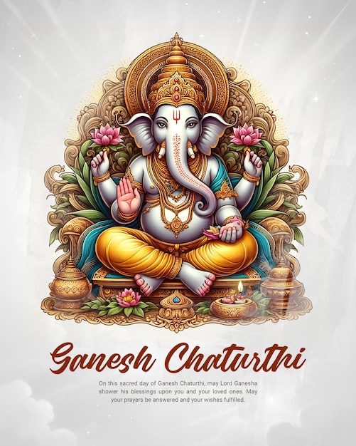 PSD happy ganesh chaturthi indian god festival celebration social media post banner template