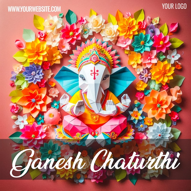 PSD happy ganesh chaturthi indian hindu festival of god ganesha worship social media post design