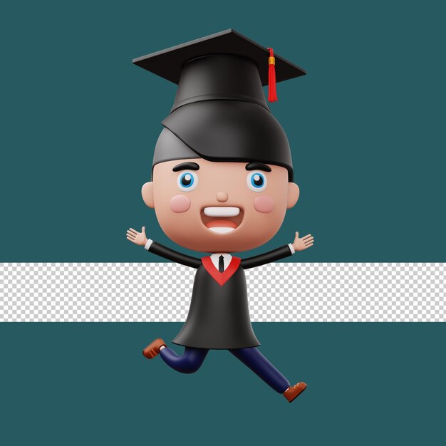 Happy graduation child kid celebrating graduation 3d rendering