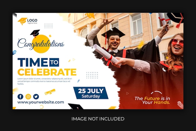 Happy graduation and education social media post or banner flyer ad design template