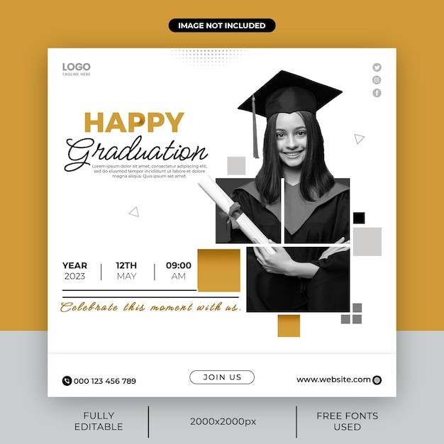 Happy Graduation or Graduation Ceremony Square Instagram Social media post template