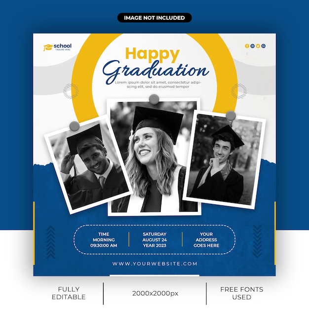 Happy Graduation Social Media Banner or Instagram square post template