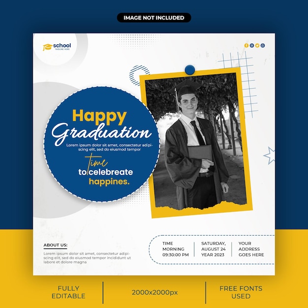 Happy Graduation Social Media Banner or Instagram square post template