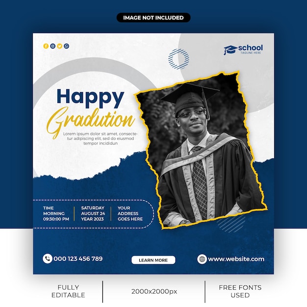 Happy Graduation Social Media Banner or Instagram square post template