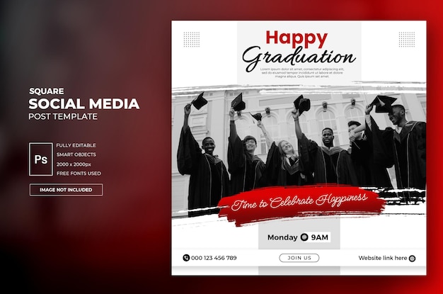 Happy Graduation Square Social Media Post Template