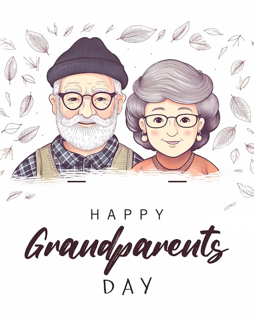 Happy Grandparents Day greeting banner Cartoon grandparents illustration