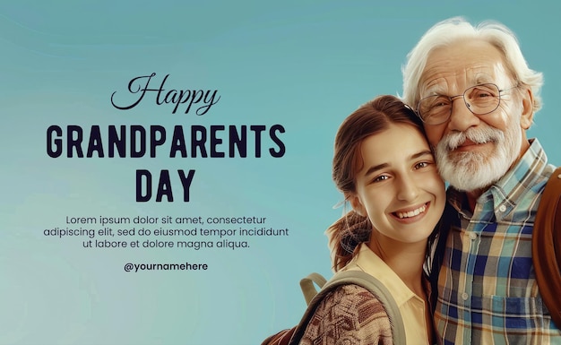 PSD happy grandparents day social media post with happy grandparents background