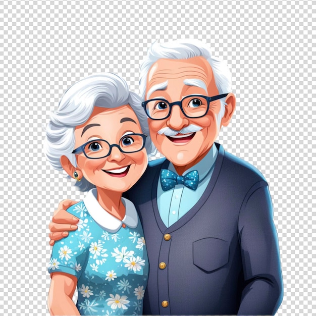 PSD happy grandparents isolated on transparent background