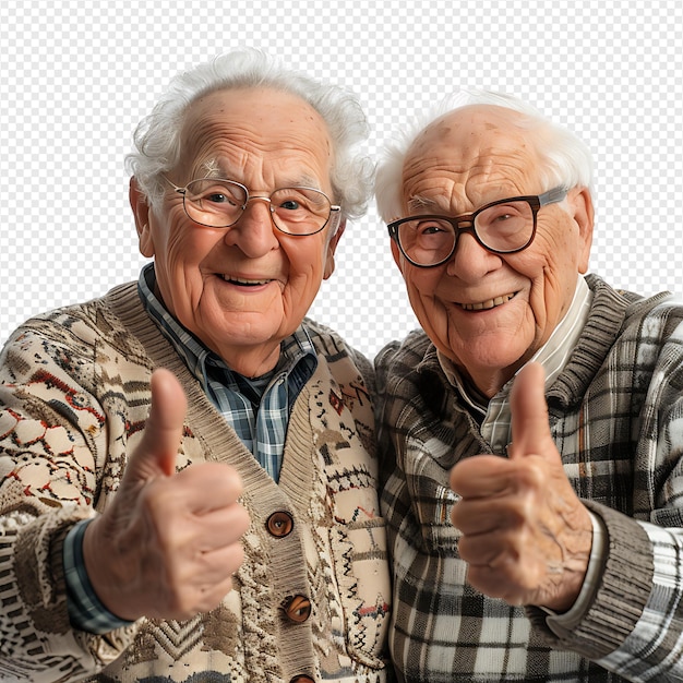 PSD happy grandparents on isolated transparent background