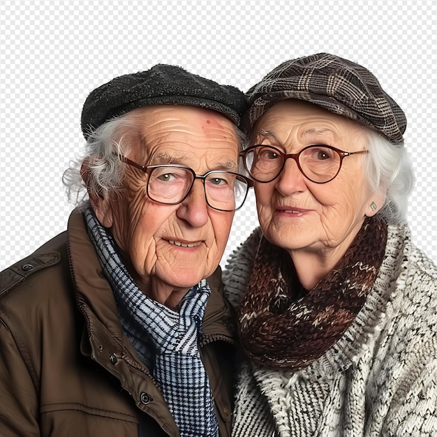 PSD happy grandparents on isolated transparent background