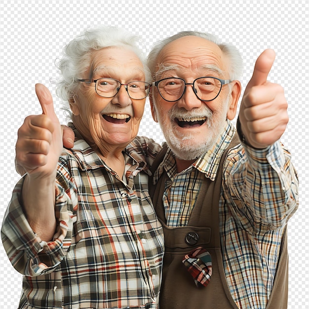 PSD happy grandparents on isolated transparent background