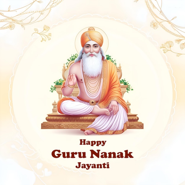 PSD happy gurpurab guru nanak jayanti festival of sikh celebration background