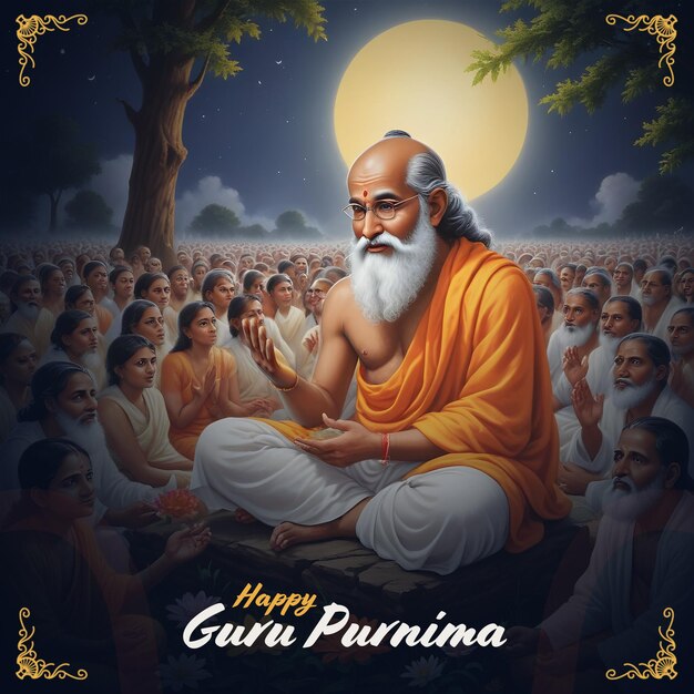 PSD happy guru purnima celebration instagram post tempalte