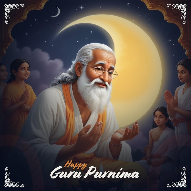 PSD happy guru purnima celebration instagram post tempalte