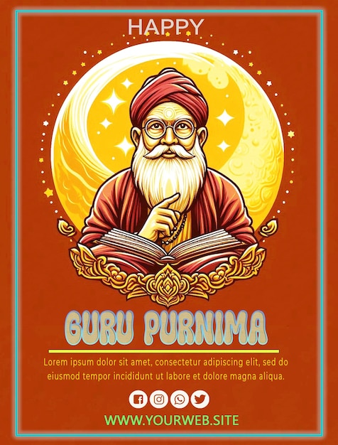 PSD happy guru purnima design social media banner template