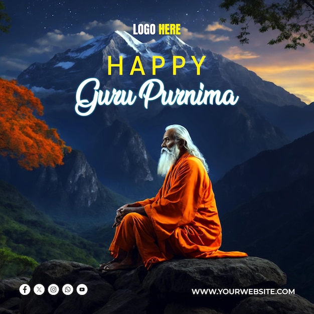 Happy Guru Purnima social media banner and poster template