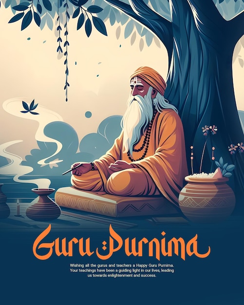 Happy Guru Purnima Teachers Day social media post banner template