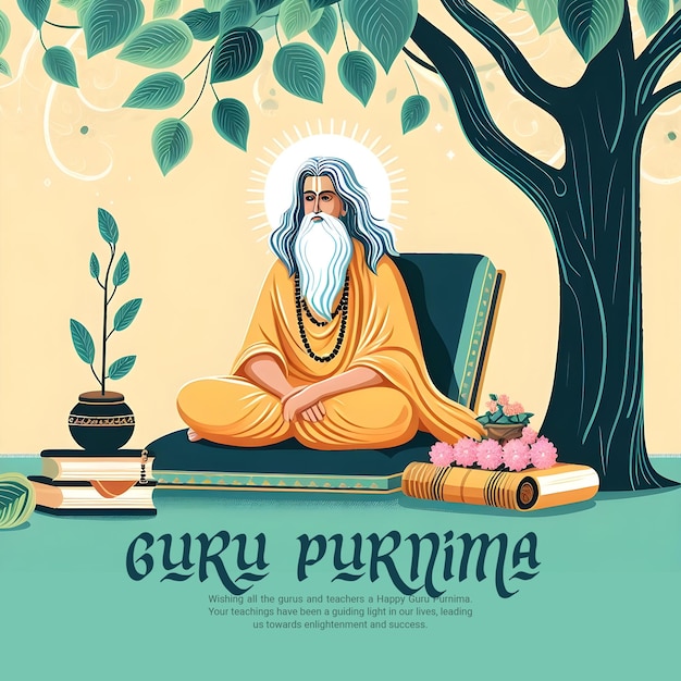 Happy Guru Purnima Teachers Day social media post banner template