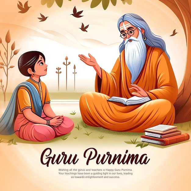 Happy Guru Purnima Teachers Day social media post banner template