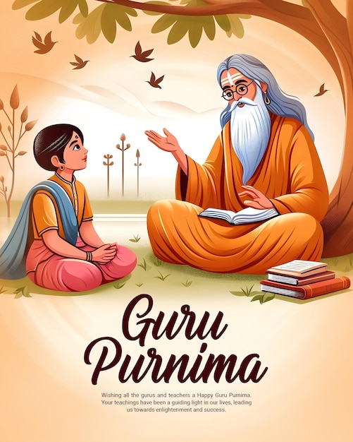 Happy Guru Purnima Teachers Day social media post banner template