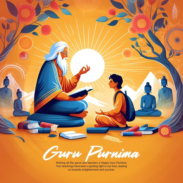 PSD happy guru purnima teachers day social media post banner template