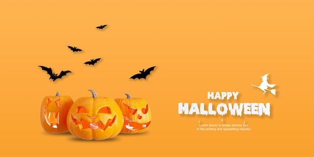 Happy halloween background template with funny pumpkins