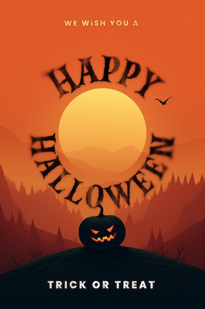 PSD happy halloween greeting card psd halloween wishes text happy halloween and quote trick or treat