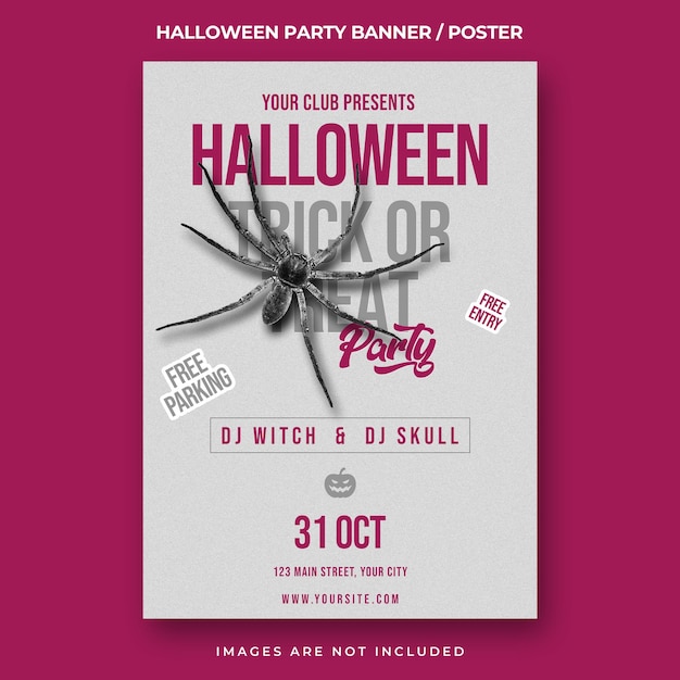 PSD happy halloween music party poster template