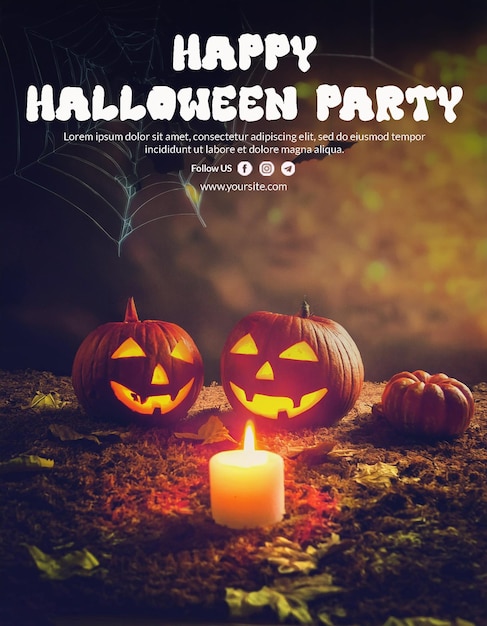 PSD happy halloween party social media poster