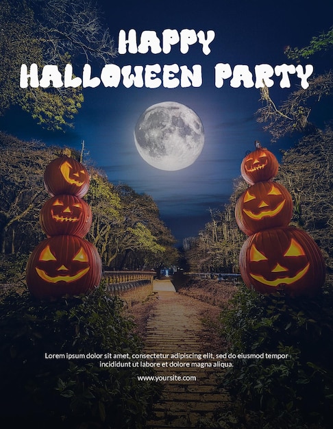 PSD happy halloween party social media poster