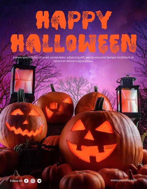 PSD happy halloween party social media poster