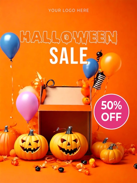 PSD happy halloween sale banner