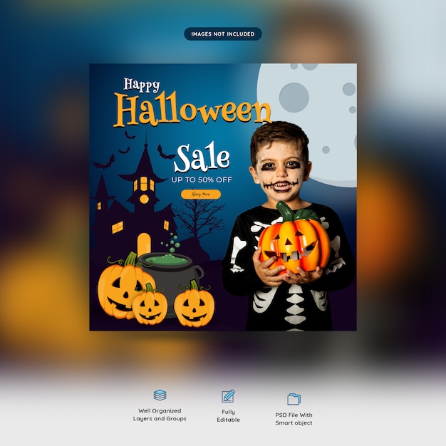 Happy Halloween sale social media banner