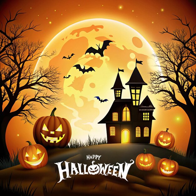 PSD happy halloween social media post template design