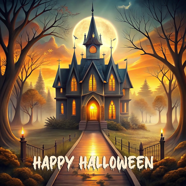 PSD happy halloween social media post template design