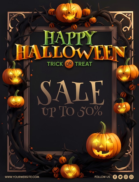 PSD happy halloween trick or treat sale poster