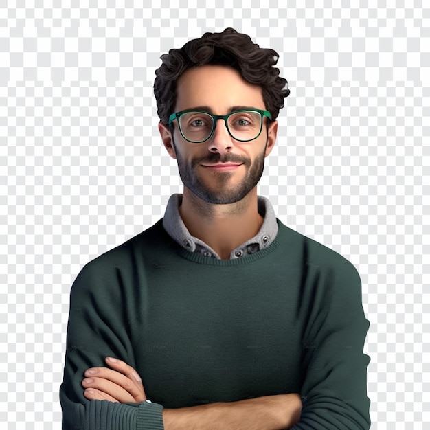 PSD happy handsome man isolated on transparent background