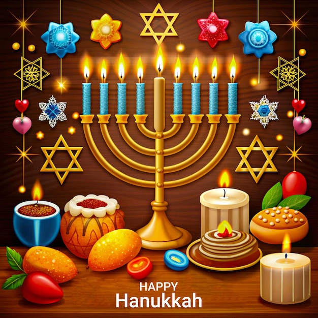 PSD happy hanukkah event jewish festival of lights traditional holiday background