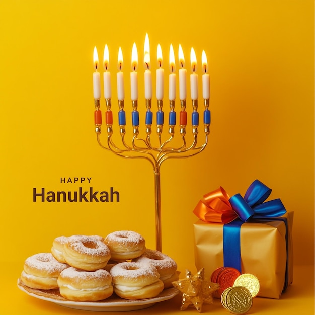 Happy Hanukkah PSD Banner Design for Social Media