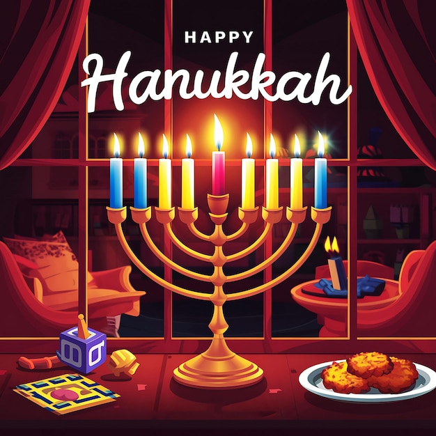 PSD happy hanukkah social media post design