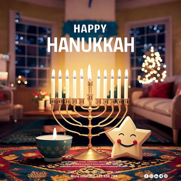 PSD happy hanukkah social media post design