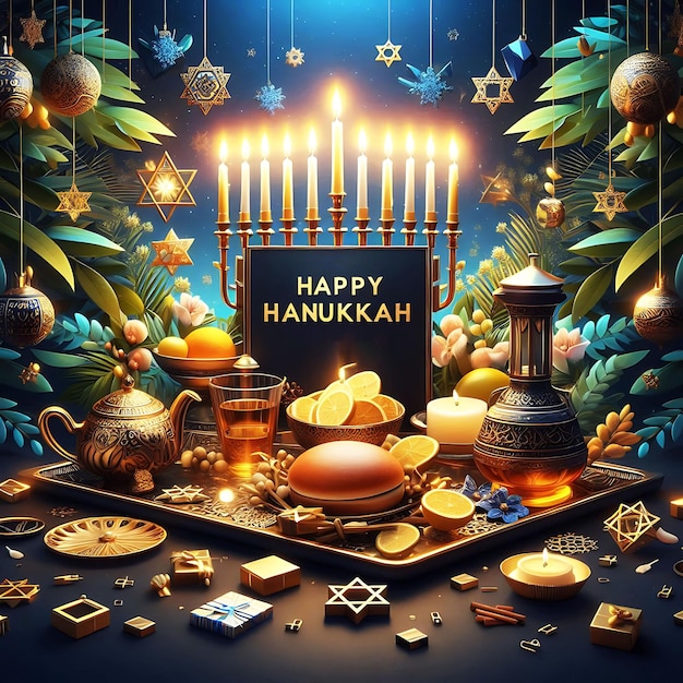 PSD happy hanukkah social media post design