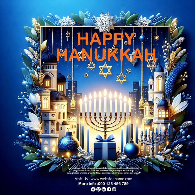 PSD happy hanukkah social media post design