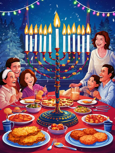 Happy hanukkah social media post design