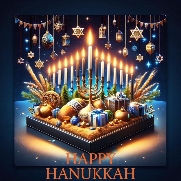 PSD happy hanukkah social media post design