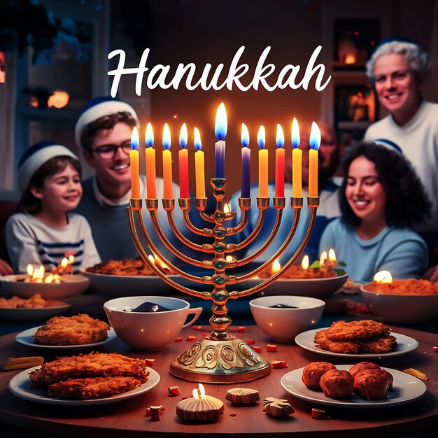 PSD happy hanukkah social media post design