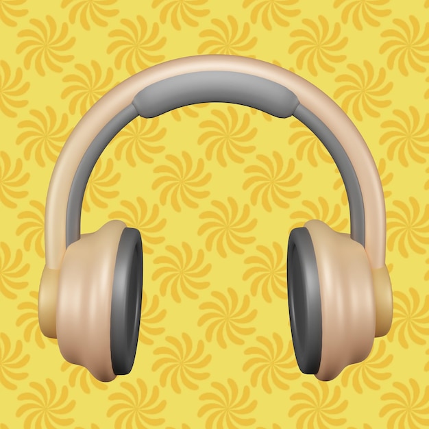 PSD happy headset music 3d design