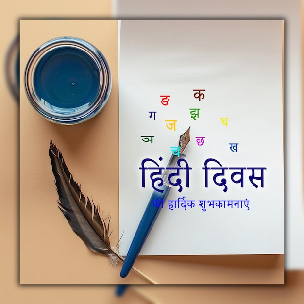 Happy Hindi Divas Indian mother language celebration background