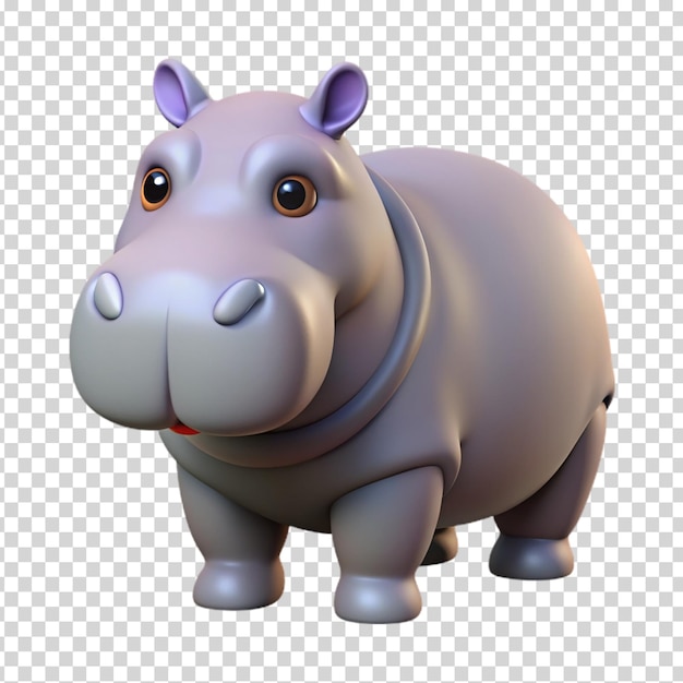 A happy hippo on transparent background